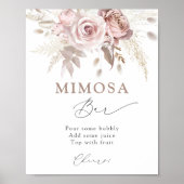 Poster Blush Dusty Rose Floral Mimosa Bar (Devant)