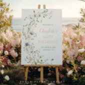 Poster Blush Fleur sauvage 60e anniversaire Bienvenue