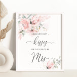 Poster Blush floral combien de baisers nage douche jeu po<br><div class="desc">Blush floral combien de baisers signe de jeu de douche nuptiale. Éléments correspondants disponibles.</div>