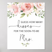 Poster Blush floral combien de baisers nuptiale douche je (Devant)