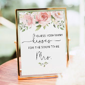 Poster Blush floral combien de baisers nuptiale douche je