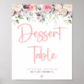 Poster Blush Floral | Enseigne de dessert de mariage à l' (Devant)