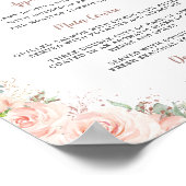 Poster Blush Floral Rose Gold Quinceanera Menu Anniversai (Coin)