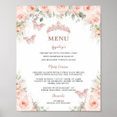 Poster Blush Floral Rose Gold Quinceanera Menu Anniversai (Devant)