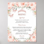 Poster Blush Floral Rose Gold Quinceanera Menu Anniversai (Devant)