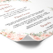 Poster Blush Floral Rose Gold Quinceanera Menu Anniversai (Coin)