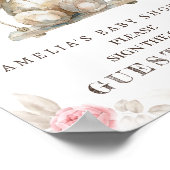 Poster Blush Floral Teddy Bear Baby shower Livre d'invité (Coin)