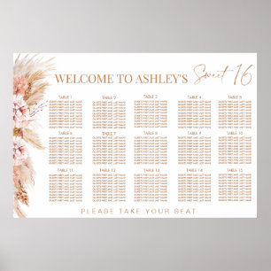 Poster Blush Floral Terracotte Sweet 16 Seating Chart