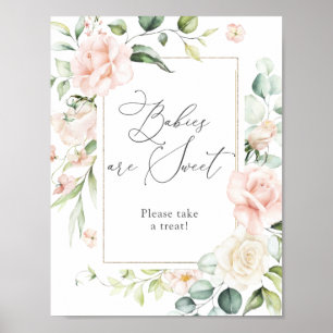 Poster Blush Florals Les bébés sont doux Treat Sign