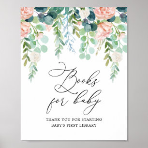 Poster Blush Garden Baby shower Livres Pour Bébé Signal