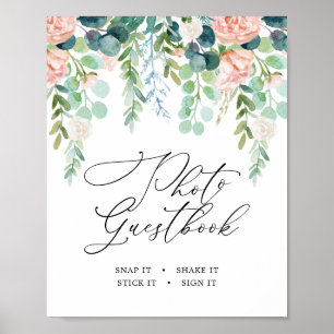 Poster Blush Garden Baby Shower Photo Guestbook Sign