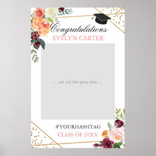 Poster Blush Gold Floral Graduation Party Photo Prop