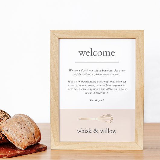 Poster Blush & Gold Whisk | Bienvenue à la sécurité des v