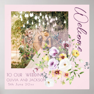 Poster Blush Lavande Fleurs Violettes Mariage Bienvenue R