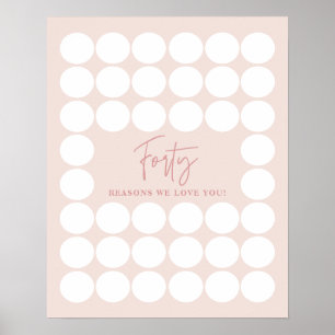 Poster Blush Pink 40 Raisons Nous Vous Aimons Cadeau Anni