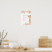 Poster Blush Pink Boho Giraffe Baby shower livre d'hôte (Cuisine)