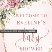 Poster Blush Pink Eucalyptus Welcome Baby Shower Sign Art