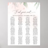 Poster Blush Pink Flowers, Boho, Baptism Seating Chart (Devant)