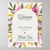 Poster Blush Pink Lily Arched Floral Wedding Welcome (Devant)