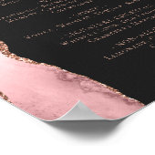 Poster Blush Pink Rose Gold Agate Dark Wedding Bar Menu (Coin)