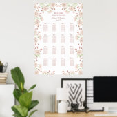Poster Blush Pink Roses Wedding Seating Chart (Bureau à domicile)