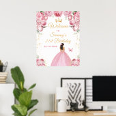 Poster Blush rose Brunette Cheveux Princesse Accueil Anni (Bureau à domicile)