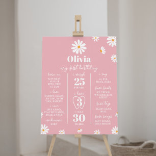 Poster Blush Rose Daisy Premier anniversaire Jalon Signal