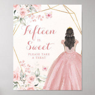 Poster Blush rose géométrique Quinceañera Quinze est doux