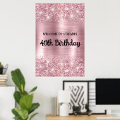 Poster Blush Rose Gold Glittery Foil Anniversaire Bienven (Bureau à domicile)