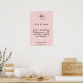 Poster Blush Rose Logo Promotionnel Professionnel pour le (Cuisine)