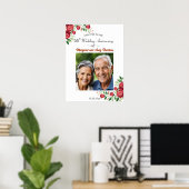 Poster Blush Roses 55th Wedding Anniversary Photo Welcome (Bureau à domicile)