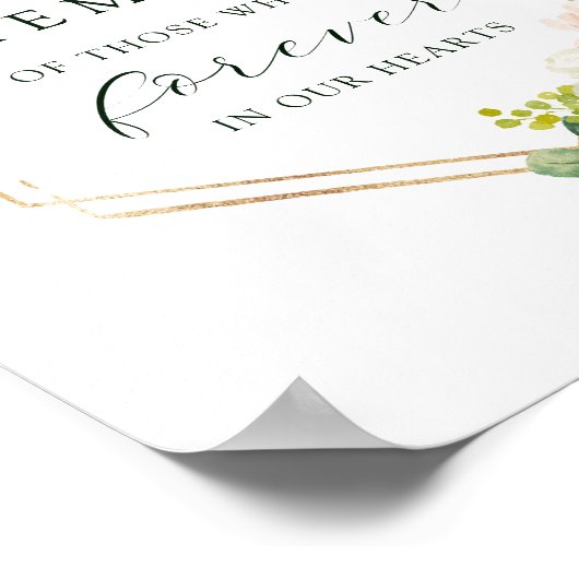 Poster Blush White Bloom Gold Hexagone En Mémoire Aimante (Coin)