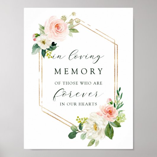 Poster Blush White Bloom Or Hexagone En Mémoire (Devant)