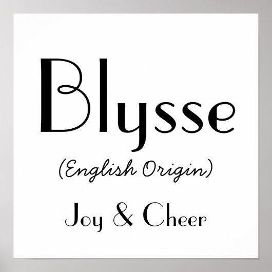 Poster Blysse Origine Anglaise Avec Signification En Blan (Devant)