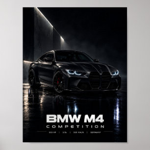Poster BMW M4 Competition – Voiture de sport de luxe noir