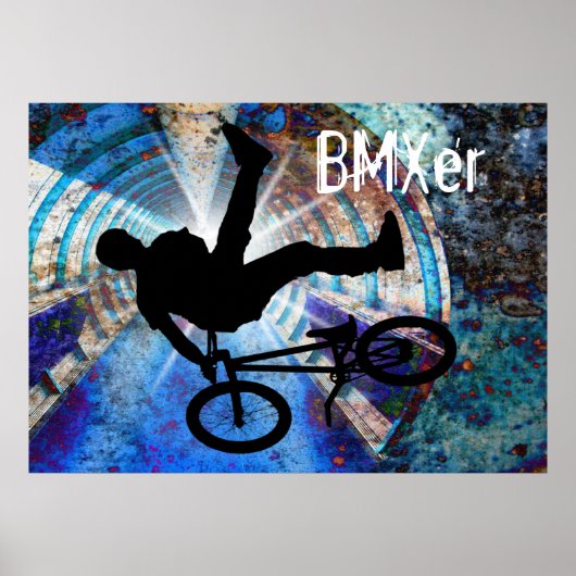 Poster BMX dans un tunnel de gravité (Devant)