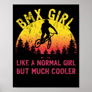 Poster BMX Girl Sunset Bike Girl Cycling Retro