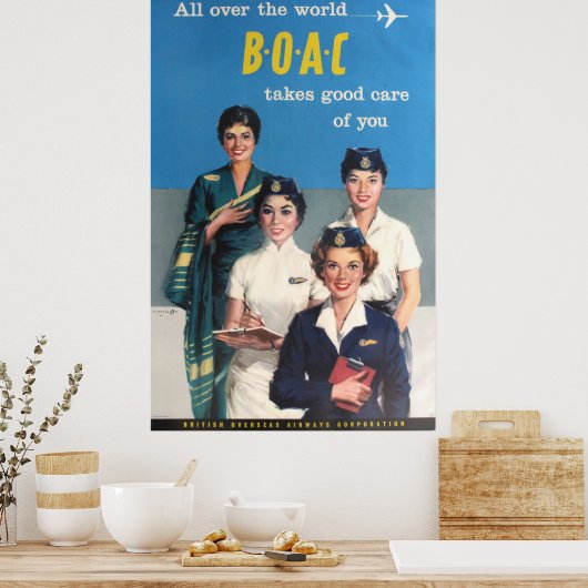 Poster BOAC British Overseas Airways (Cuisine)