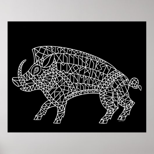 Poster Boar sauvage avec Runes (Devant)