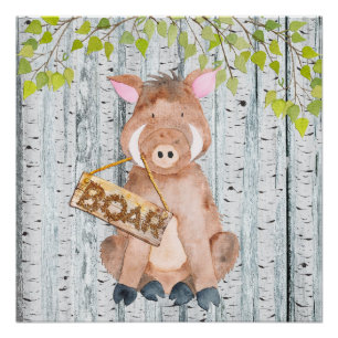 Poster Boar - Woodland Friends - Amis - Aquarelle