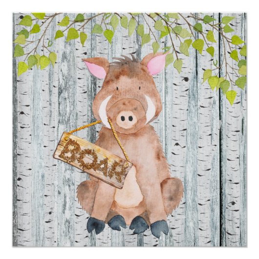 Poster Boar - Woodland Friends - Amis - Aquarelle (Devant)