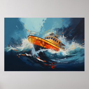 Poster Boat Action Sport Peinture Art Décor Abstrait