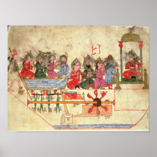 Poster Boat with Automata, illustration