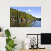 Poster Boathouses sur un magnifique lac (Bureau à domicile)