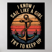 Poster Boating Sailboat Captain And Sailing Boat Sailor  (Devant)