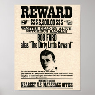 Poster Bob Ford RÉCOMPENSENT l'affiche