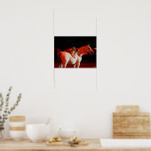 Poster Bob Langrish | Cheval arabe debout avec des chiens (Cuisine)