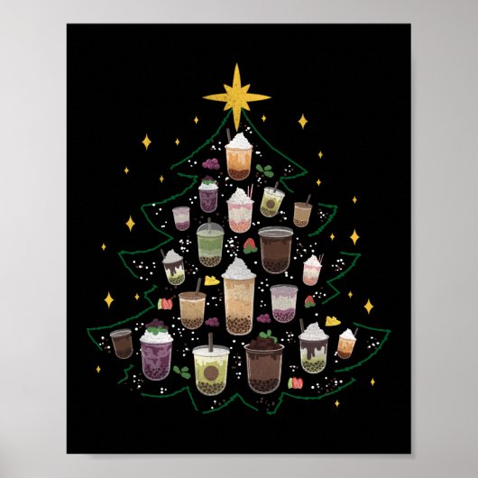 Poster Boba Buble Thé Arbre de Noël (Devant)