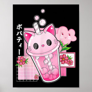 Poster Boba Thé Chat Bubble Thé Kawaii Anime Japonaise Fi