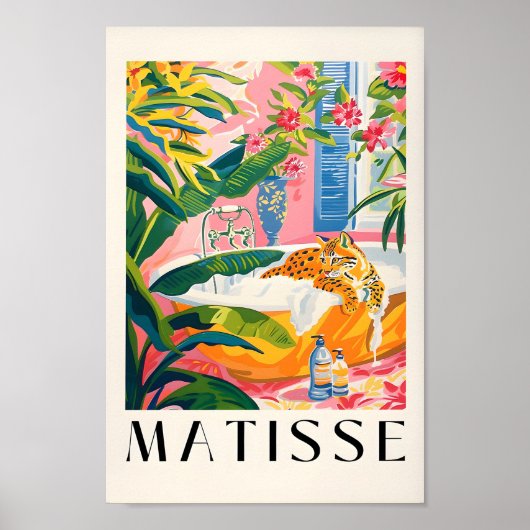 Poster Bobcat Dans La Baignoire Drôle Poster, Matisse Art (Devant)